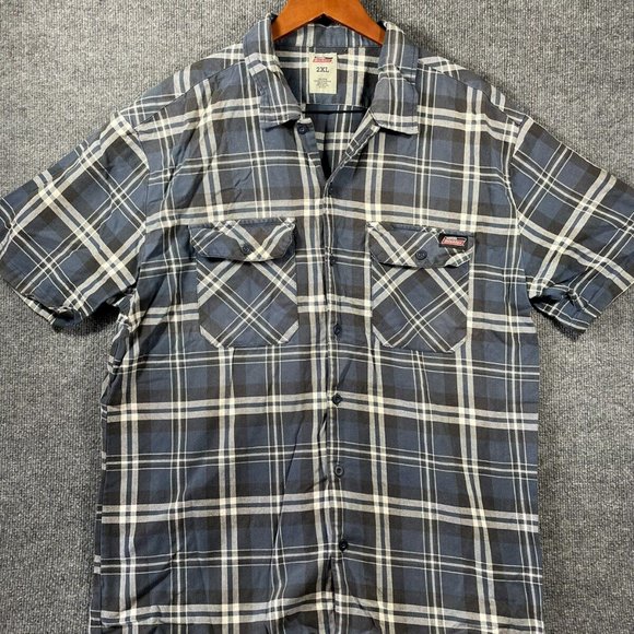 Dickies Shirts Dickies Button Up Shirt Mens 2xl Blue Plaid Short